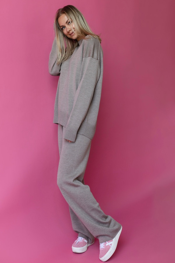 Джемпер оверсайз из гладкого мериноса - Тауп