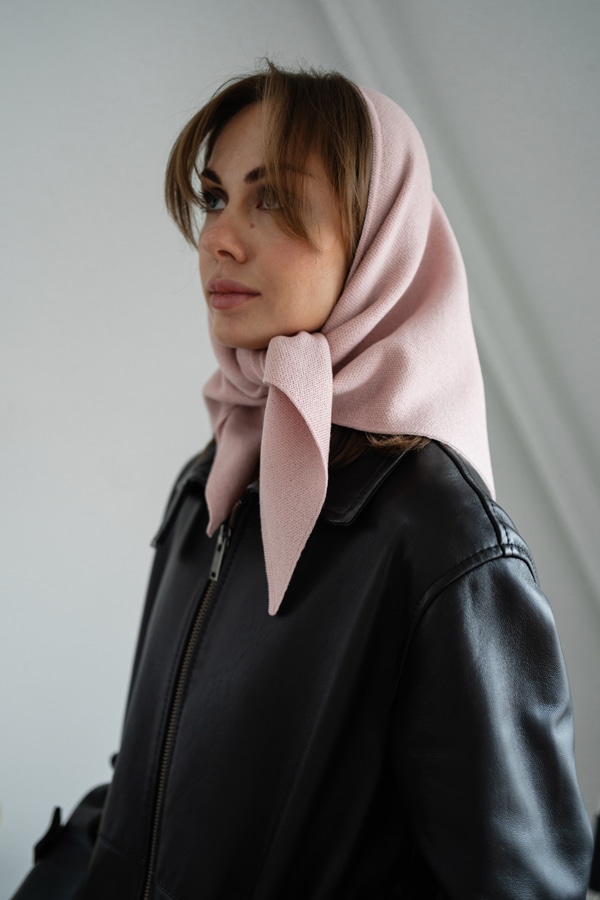 Косынка из гладкой мериносовой шерсти 100% merino wool premium quality - Розовый