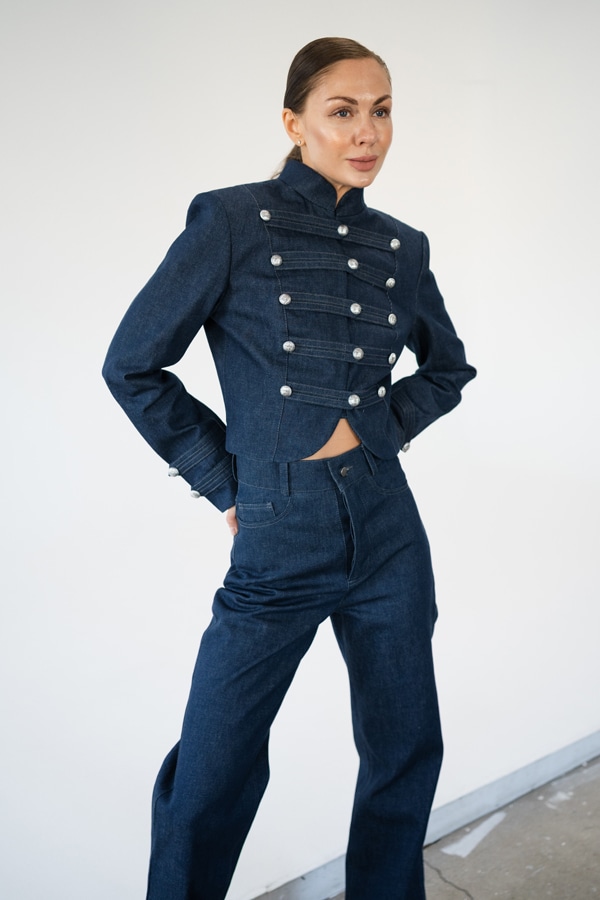 Napoleon Jacket из итальянского денима - Синий
